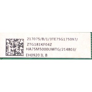 MAIN PARA TV HISENSE / NUMERO DE PARTE 217075 / RSAG7.820.6107/ROH / 217075/B / 214803 / 3TE75G17097 / HA75M5000UWTG / DISPLAY V750DK1-QS3 REV.P2 / MODELO 75N5000UWG	